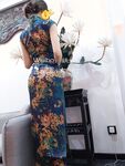 Cheongsam black silk