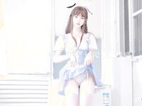 Rice Noodles Private House Welfare Photo Album—Blue at White Maid Outfit