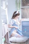 Rice Noodles Private House Welfare Photo Album—Blue at White Maid Outfit