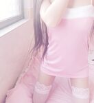 귀여운 화이트 소스 복지 - 핑크 바니걸