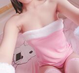 귀여운 화이트 소스 복지 - 핑크 바니걸