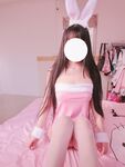 귀여운 화이트 소스 복지 - 핑크 바니걸