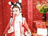 高端ACG業界女神爆機少女▌喵小吉▌珍品T3會員《玉兔迎春》紅紅火火M腿掰穴獻禮 賀慶新春 珍藏必備爆贊