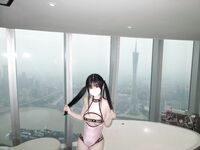 Ekor kuda ganda harimau putih merah jambu @小粉馕头 pandangan menembak peribadi skala