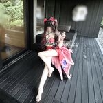 Ekor kuda ganda harimau putih merah jambu @小粉馕头 pandangan menembak peribadi skala