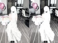 Ekor kuda ganda harimau putih merah jambu @小粉馕头 pandangan menembak peribadi skala