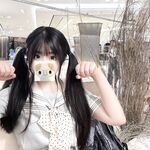 Ekor kuda ganda harimau putih merah jambu @小粉馕头 pandangan menembak peribadi skala