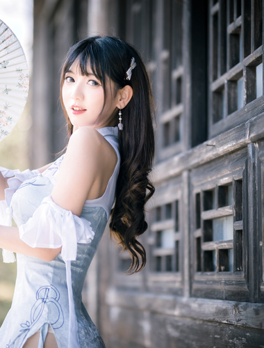 陆卿卿kyokyo汉堡王-No.009-蓝色旗袍[24P]