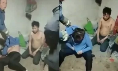 Ang eksena ng nahuli sa isang rural mud house