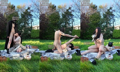 推特极品阿黑颜母狗「Pupu噗噗」《小姐森林野餐篇2》棒棒自慰到一半，突然出现神秘男子，强行交配疯狂打桩，强制高潮