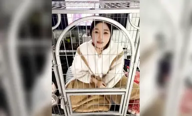 Beautiful girl with high appearance, white tender big tits, little Loli, pure and attractive, masturbating in dog cage, extreme contrast, bitch (8)