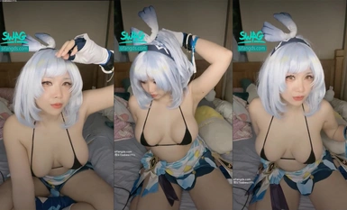 泰国巨乳肥臀Coser【yuuuzu_cos】_露脸露穴_自慰喷水_近距离掰开白虎穴特写(5)