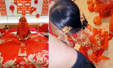 姐姐穿上「秀禾」的瞬間，老女嫩逼受到刺激，瘋狂噴水，強力深喉