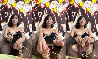 Welfare Ji Xingjian Black Silk Masturbation (2)