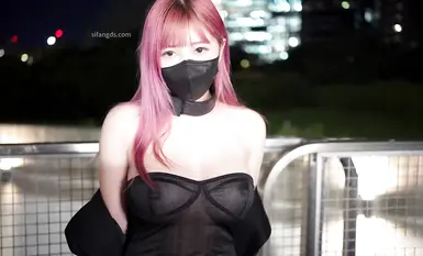 ❤️Little Q｜Nakakahiya na Exposure_LED Choker Black See-Through Dress_Street Extreme Exposure