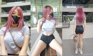 ❤️리틀큐｜부끄러운 노출_너무 더운 오후_옷 사이로 튀어나온 젖꼭지와 젖꼭지 클램프