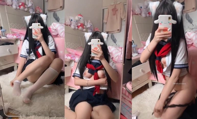 Twin-tailed, big-breasted, white-tiger loli beauty [Meow Little Orange] JK sailor uniform erotic seduction props masturbation video welfare (3)