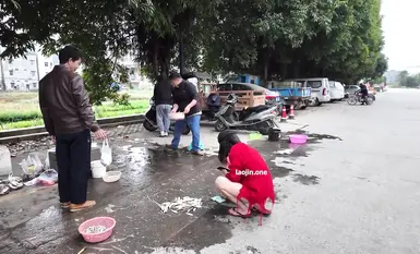 網紅人氣露出女神【cikaimoon】廣西街頭，大白天人最多的時候，街邊好多小伙看到了 紅帽連體黑網誘惑路邊的老大爺2