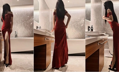 專約極品尤物『銀絲雀』公司主持人女神，穿著禮服就被拉到房間艹，帶著一屁股精液下樓去跟同事吃飯喝酒