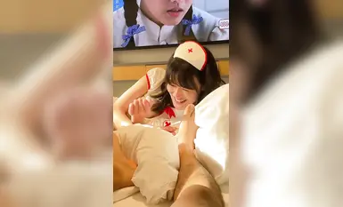 A beautiful sophomore at North China University of Technology in Shijingshan District, Beijing, is back again, sporting a nurse's outfit (4).