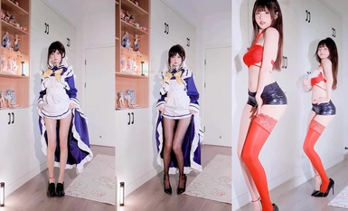 B站擦邊艷舞博主 極品玉腿風騷艷舞 【雨乃喲】大奶肥臀cosplay抖奶騷舞 充電福利