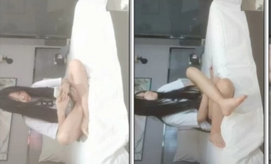 The hotel is about to fuck a little loli, stripping off her clothes and withholding her pussy, spreading her legs and thrusting, moaning lowly and not really able to scream.