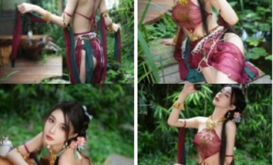 백만 초미녀 네티즌 『유듀오듀오』최신 화보 비공개 촬영 유이이이 극한 여신 다지의 고대 스타일 매혹적인 힘 블랙 실크 하이힐 로션 유혹