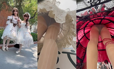 The god tailing secretly photographed the beauty under the skirt The best lolita schoolgirl shopping white stockings lace harassment inside temperament figure of the best big lolita beautiful body wear flesh silk harassment inside