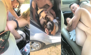 Newbie scout hotel wife swapping ❤️ two couples outdoor car sex during the day ~ night hotel room wife swapping battle (1)