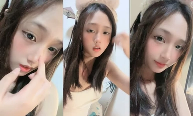 Pure and lovely girl! Sweet and tender sister! Hairless pussy, rainbow dildo riding position, she's quite a player!