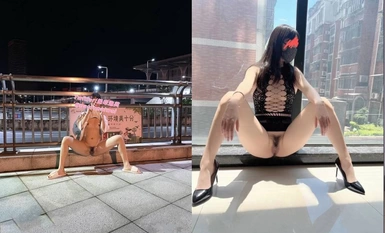 Twitter top exposure artist extreme body contrast young girl [milk flavor puff] private shoot, all kinds of outdoor exposure elevator mouth make love accidentally met neighbors a face (4)