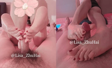 The latest $666 telegram group welfare ~ Zhuhai legs and feet Miss Twitter red [Lisa_ZhuHai] private shoot end ~ turtle responsibility squeeze cum naked feet stockings push oil cumshot Compilation (3)