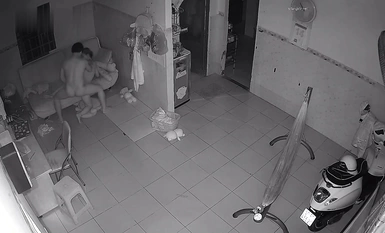 Landlord rented room secretly installed surveillance secretly filmed young couples in the living room chair sex orgasm after the tired down