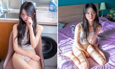 Nghiệp dư Ngư dân Lin Shuci Quần lót trong suốt Vớ Footjob