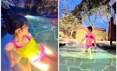 Cape community soak good god [my bitch landlord] hot springs door and beautiful landlord soak in the hot springs, in front of the face of the internal shoot is exciting, ignore the passers-by!