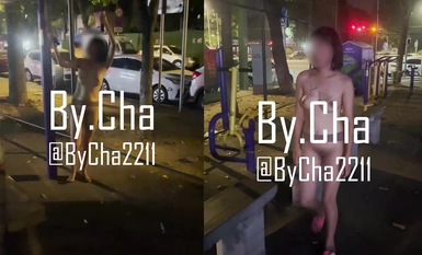 Heavyweight 2024 New Year's Gift Pack! Outdoor extreme challenge ceiling, Twitter celebrity [Charlotte Wu Han] - ignoring passers-by and showing off her big guts!