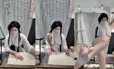 February 2024 new work, Shanghai Theatre Academy graduated [Flourishing heroine] big beautiful, white skin, ancient costume modern, different contrast roles every day props masturbation (5)