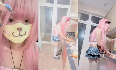 Wuhan 18 years old [young Luo no one love] show dance fisting ~ shaving prison cage ~ multi-props masturbation! (10)