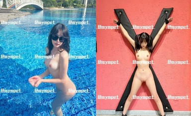 最新7月無水福利！推特優質情侶【mympet】女主身材一流，喜歡挑戰各種難度人前露出，聖水遛狗調教啪啪