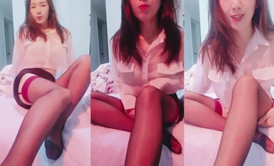 Long-legged lady [innocent and leisurely] long legs in stockings ~ high heels open ~ licking each other passionately ~ fucked hard without a condom (14)