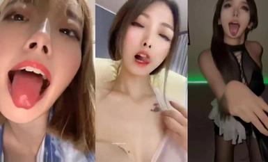 A collection of black-faced bitches, with white eyes and sticking out tongue on orgasm face. The tongue is very flexible. How cool it would be to have this little brother wrapped in it! (2)