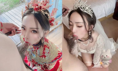 Hot contrast sexy beauty "Tutu" and her girlfriends VIP group Xiuhe group wedding dress face oral sex, beautiful sexy wedding dress bride super contrast full version welfare ③ (2)