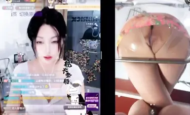 Trạm Douyin B xem kép neo, một lợi ích chỉ có thể thấy bằng cách tặng quà, âm hộ mềm mại được kéo trái và phải trên chiếc ghế trong suốt với sự lắc lư của mông mật ong (4)