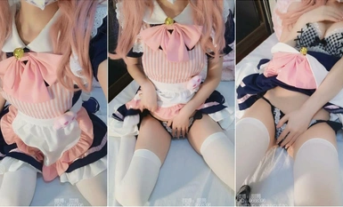 Pure and beautiful lady "Meng Baijiang" pink maid Ziwei, tight pink and tender buns with a strong visual sense, a fairy woman in front of people and a little bitch behind